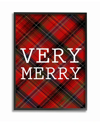 Stupell Industries Very Merry Christmas Tartan Framed Giclee Art, 16" x 20"