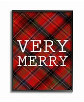 Stupell Industries Very Merry Christmas Tartan Framed Giclee Art, 16" x 20"