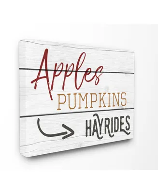 Stupell Industries Apples Pumpkins Hayrides Vintage-Inspired Sign Canvas Wall Art, 16" x 20"