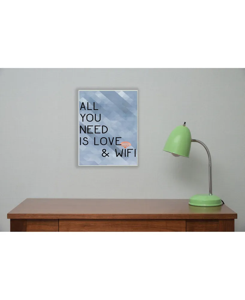 Stupell Industries All You Need is Love and WiFi Blue Typography Wall Plaque Art, 10" x 15"