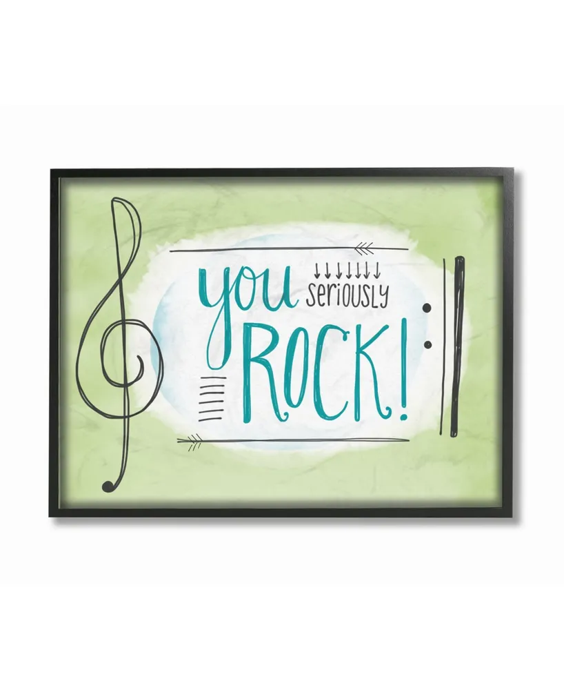 Stupell Industries You Seriously Rock! Music Symbols Framed Giclee Art, 11" x 14"