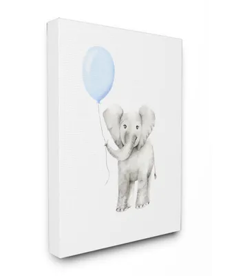 Stupell Industries Baby Elephant with Blue Balloon Watercolor Canvas Wall Art, 24" x 30"