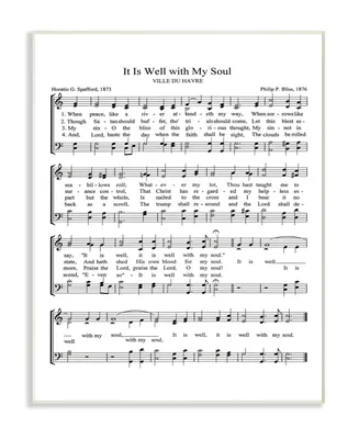 Stupell Industries It is Well With My Soul Vintage-Inspired Sheet Music Wall Plaque Art, 12.5" x 18.5"