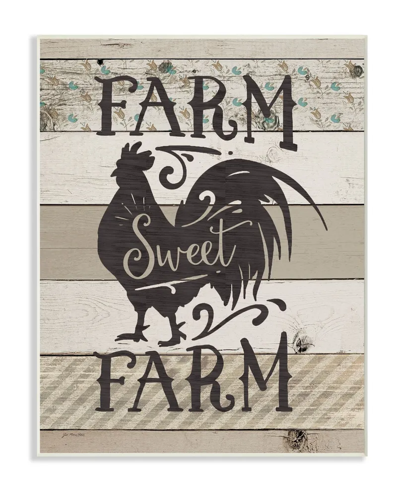 Stupell Industries Farm Sweet Farm Rustic Rooster Wall Plaque Art, 12.5" x 18.5"