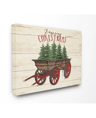 Stupell Industries Merry Christmas Tree Wagon Canvas Wall Art