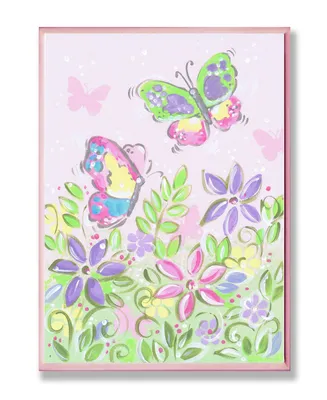 Stupell Industries The Kids Room Pastel Butterflies and Flowers Wall Plaque Art, 12.5" x 18.5"