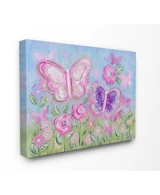 Stupell Industries The Kids Room Pastel Butterflies in a Garden Canvas Wall Art