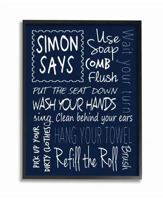 Stupell Industries Home Decor Simon Says Bath Rules Chalkboard Bathroom Framed Giclee Art, 11" x 14"