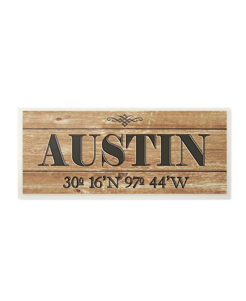 Stupell Industries Plank City Coordinates Austin Wall Plaque Art, 7" x 17"