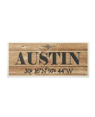 Stupell Industries Plank City Coordinates Austin Wall Plaque Art, 7" x 17"