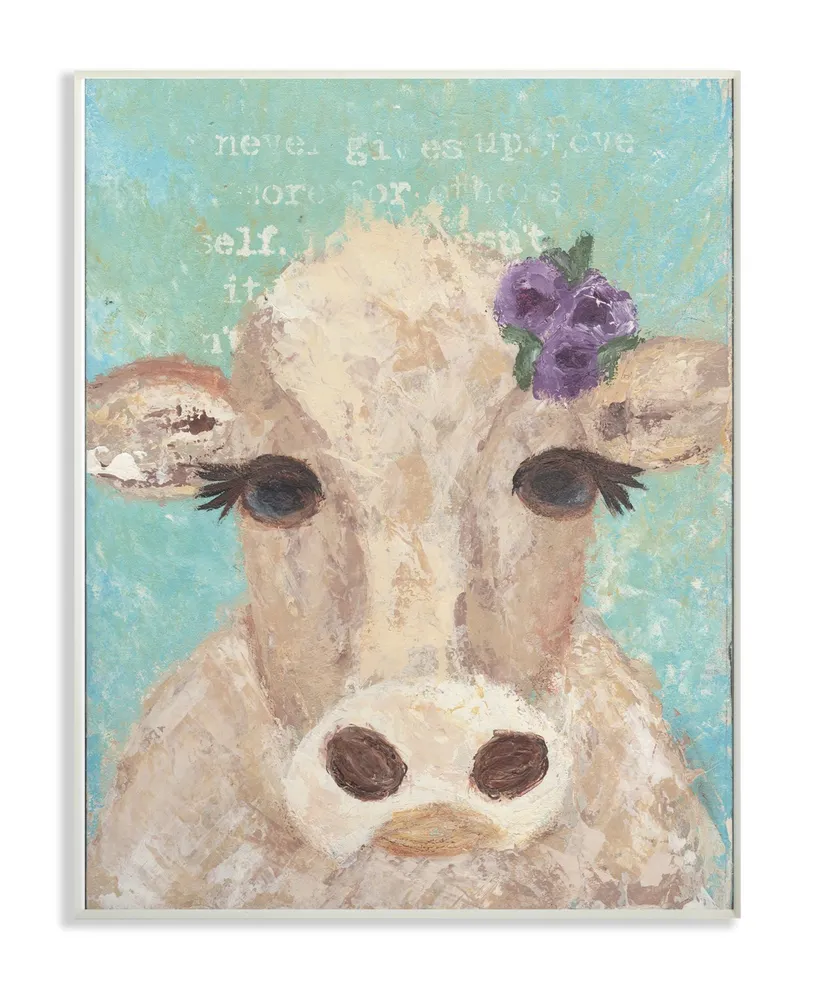 Stupell Industries Cow Painterly Portrait Wall Plaque Art