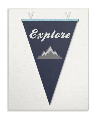 Stupell Industries Explore Pennant Fabric Collage Blue Wall Plaque Art, 12.5" x 18.5"