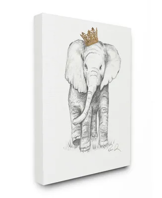 Stupell Industries Elephant Royalty Graphite Drawing Canvas Wall Art