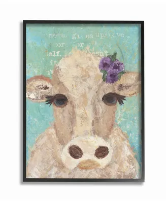 Stupell Industries Cow Painterly Portrait Framed Giclee Art