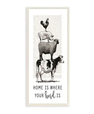 Stupell Industries Home Is Where Your Herd Is Book Animals Wall Art Collection