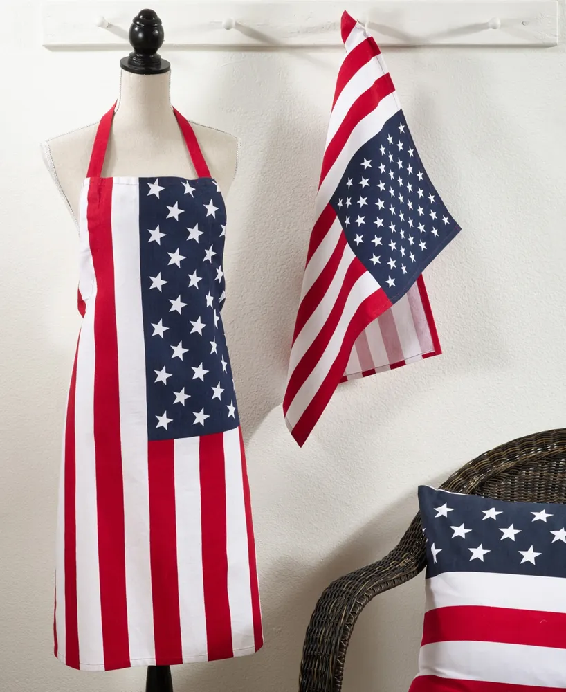 Saro Lifestyle Star Spangled Collection Us Flag Design Kitchen Apron