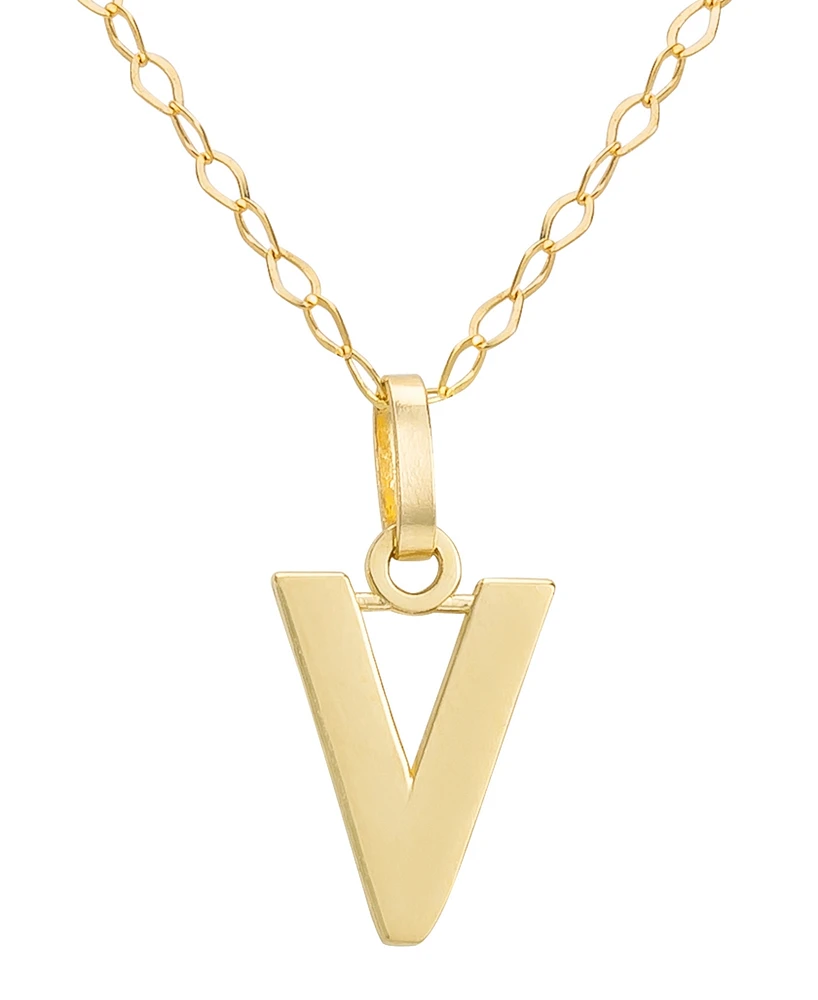 Initial Pendant Necklace with 18" Chain in 14k Yellow Gold