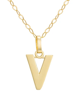 Initial Pendant Necklace with 18" Chain in 14k Yellow Gold