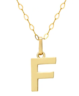 Initial Pendant Necklace with 18" Chain in 14k Yellow Gold