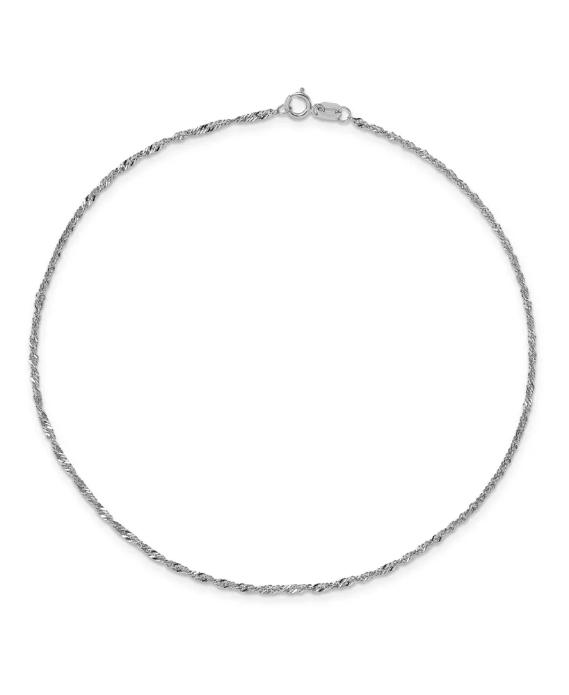Singapore Chain Anklet in 14k White Gold