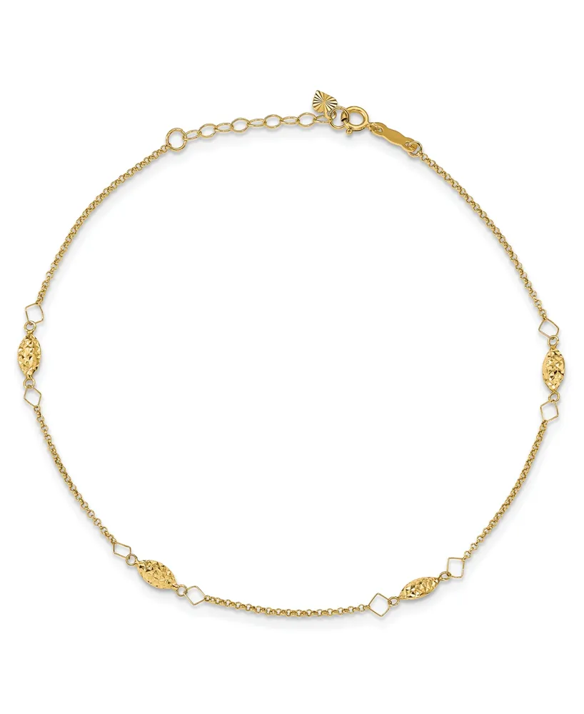 Rice Puff Bead Anklet in 14k Yellow Gold