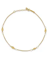 Rice Puff Bead Anklet in 14k Yellow Gold