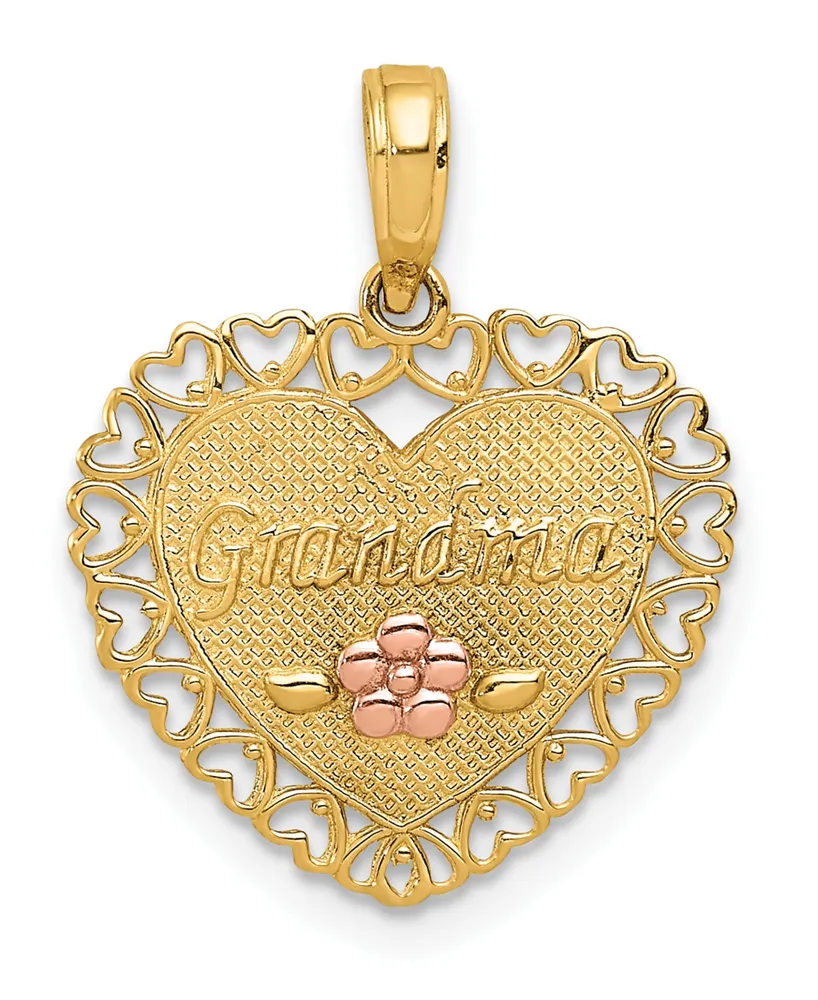 Grandma Heart Charm in 14k Yellow and Rose Gold