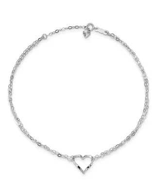 Double Strand Heart Anklet With 1-inch Extension 14k Gold