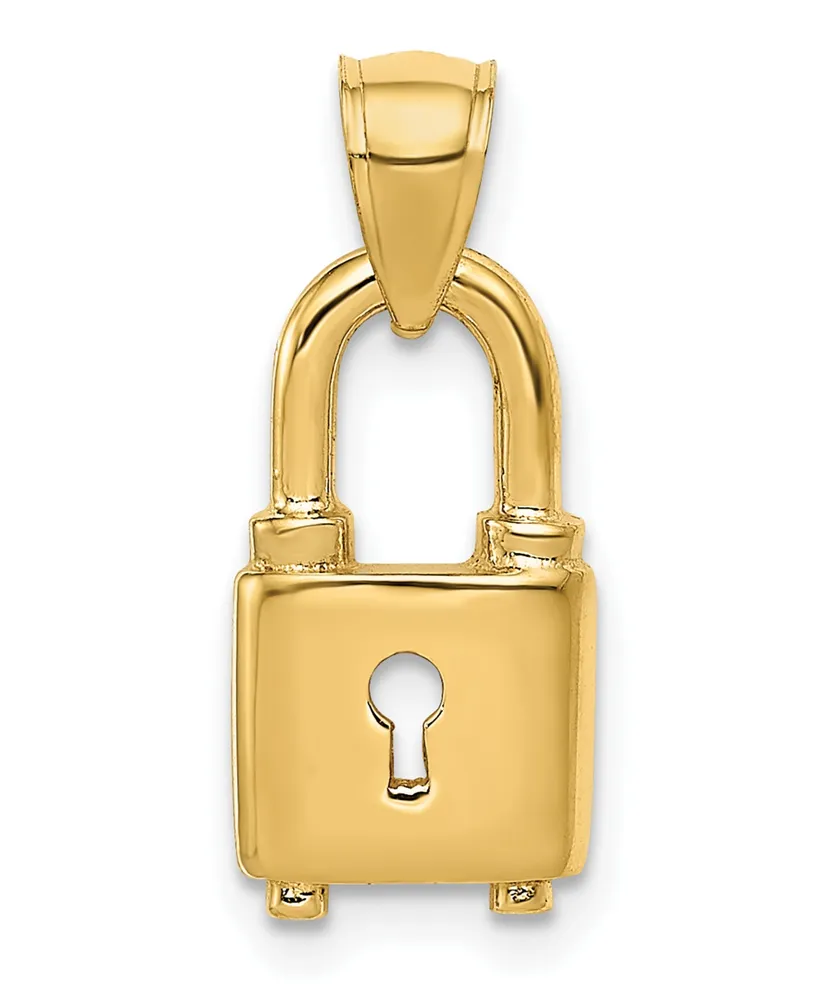 Lock Pendant in 14k Yellow Gold