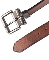 Tommy Hilfiger Men's Two-In-One Reversible Casual Matte and Pebbled Belt