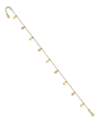 Dangle Circle Charm Anklet in 14k Yellow Gold