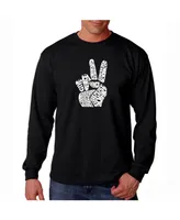 La Pop Art Men's Word Long Sleeve T-Shirt - Peace Fingers