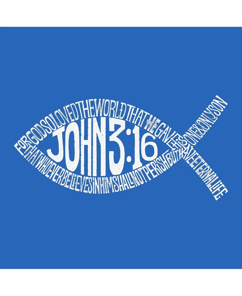La Pop Art Men's Word Long Sleeve T-Shirt - John 3:16 Fish Symbol