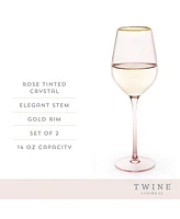 Twine Rose Crystal White Wine Glass, Set of 2