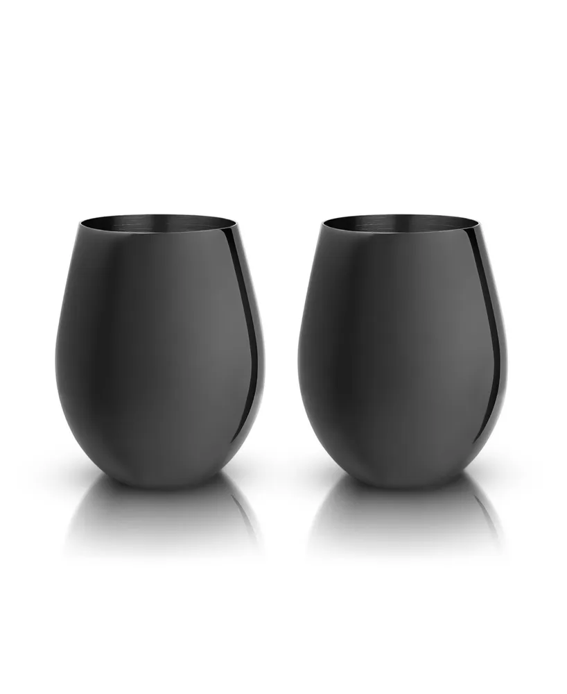 Viski Black Matte Stemless Wine Glasses, Set of 2