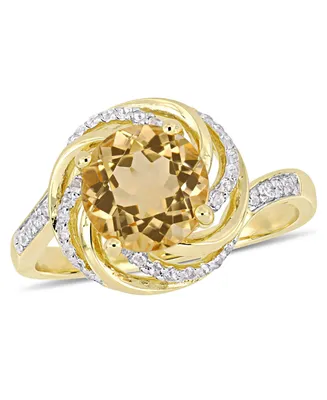Citrine (1-4/5 ct. t.w.), White Topaz (1/7 t.w.) and Diamond Accent Swirl Ring 18k Yellow Gold Over Sterling Silver