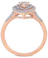 Morganite (5/8 ct. t.w.) and Diamond (1/4 Halo Teardrop Ring 14k Rose Gold