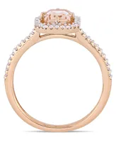 Morganite (7/8 ct. t.w.) and Diamond (1/4 Halo Ring 14k Rose Gold