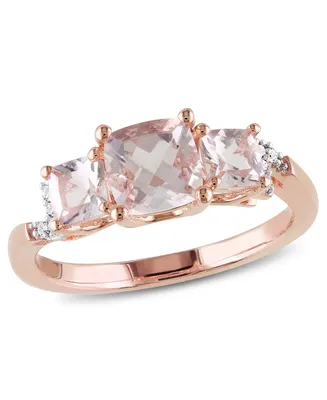 Morganite (1-2/5 ct. t.w.) and Diamond Accent 3-Stone Ring 18k Rose Gold Over Silver