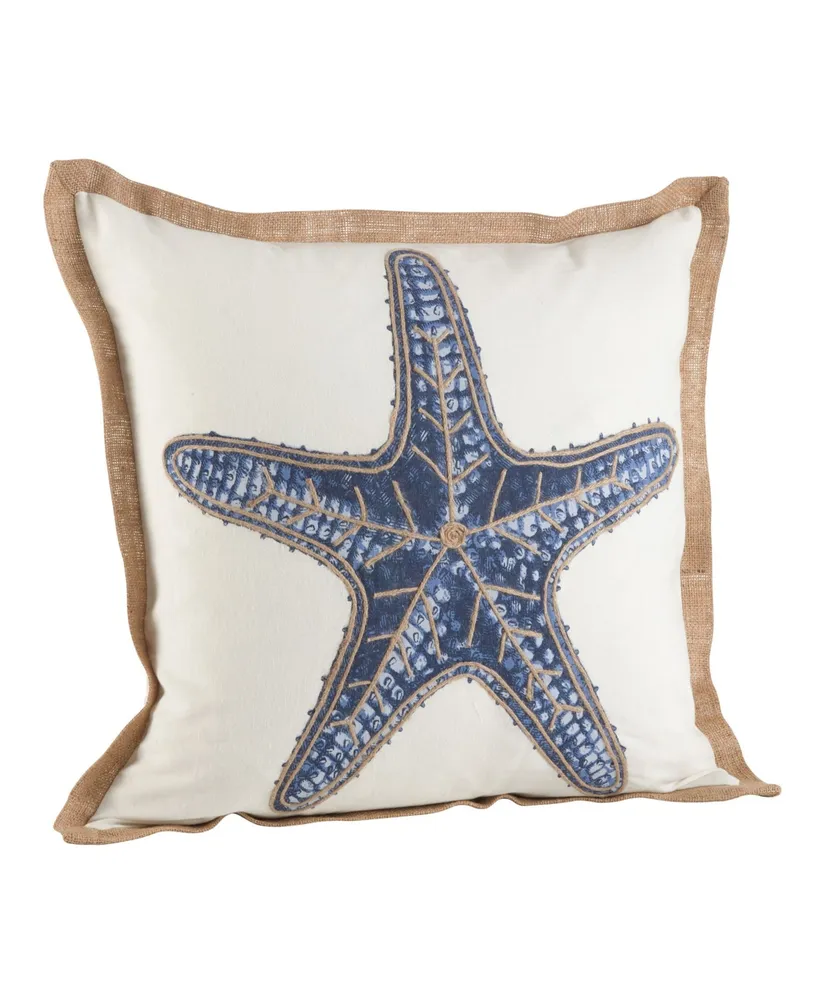 Saro Lifestyle Star Fish Printed Decorative Pillow, 20" x 20"