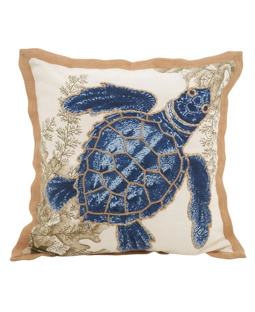 Saro Lifestyle Sea Turtle Decorative Pillow, 20" x 20"