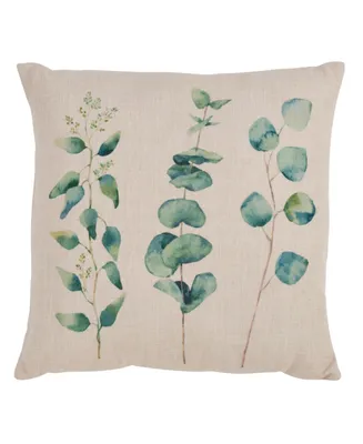 Saro Lifestyle Eucalyptus Printed Decorative Pillow, 18" x 18"