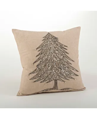 Saro Lifestyle Christmas Tree Beaded Decorative Pillow, 18" x 18"