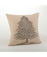 Saro Lifestyle Christmas Tree Beaded Decorative Pillow, 18" x 18"