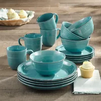 American Atelier Madelyn Aqua Blue 16 Pc Dinnerware Set