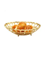 Classic Touch Oval Gold Looped Bread Basket