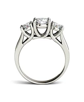 Moissanite Three Stone Ring 2 ct. t.w. Diamond Equivalent in 14k White Gold or 14k Yellow Gold