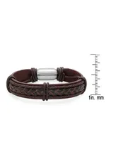 Steeltime Men's Leather String Design Bracelet
