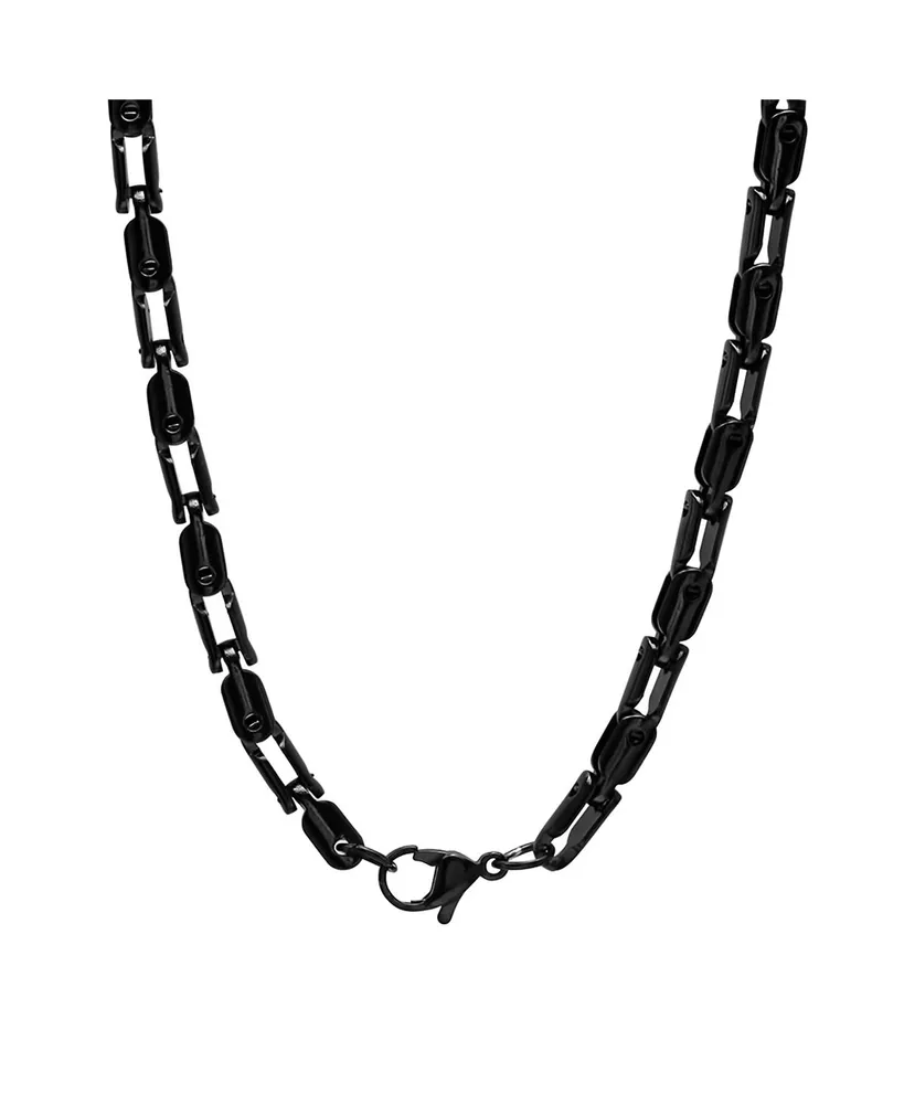 Steeltime Men's black Ip Plated Stainless Steel 24" Rounded Bicycle Link Chain Necklaces