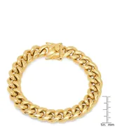 Steeltime Men's 18k gold Plated Stainless Steel Miami Cuban Chain Link Style Bracelet with 12mm Box Clasp Bracelet